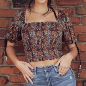 Free People Multicolor Patterned Crop Top